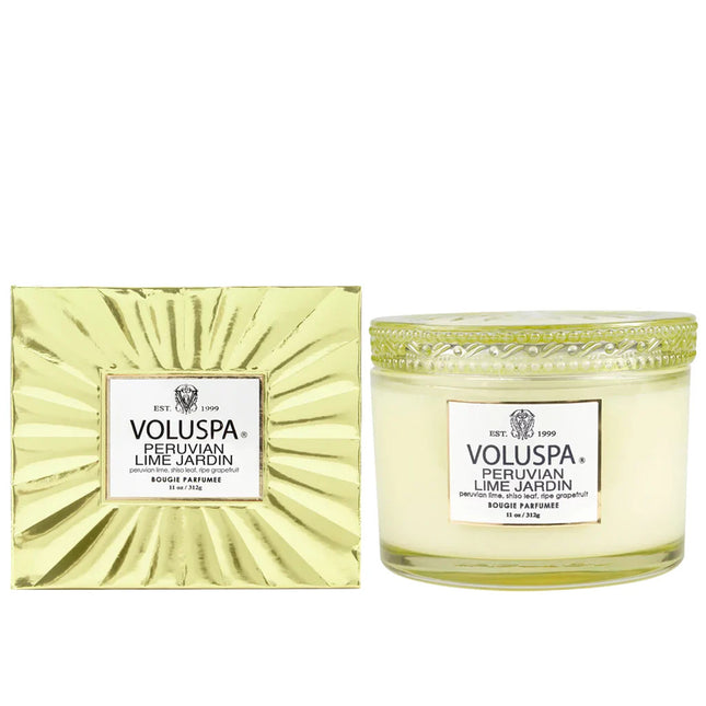 Voluspa "Peruvian Lime Jardin" Corta Maison Boxed Glass Candle