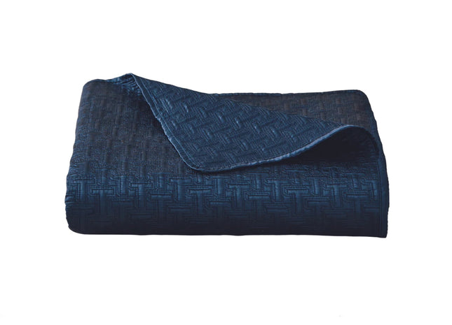 Ted Baker "T" Quilted Bedspread and Pillow Shams in Navy