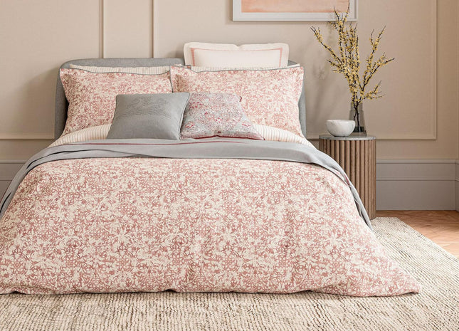 Bedeck of Belfast "Celina" Duvet Cover and Oxford Pillowcase in Coral