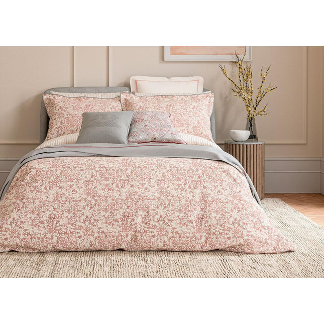 Bedeck of Belfast "Celina" Duvet Cover and Oxford Pillowcase in Coral