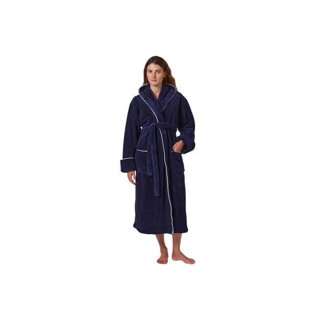 Jasper Conran "Microfibre" Bath Robe with Piping in Navy Blue