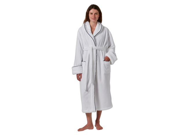 Jasper Conran "Microfibre" Bath Robe with Piping in White