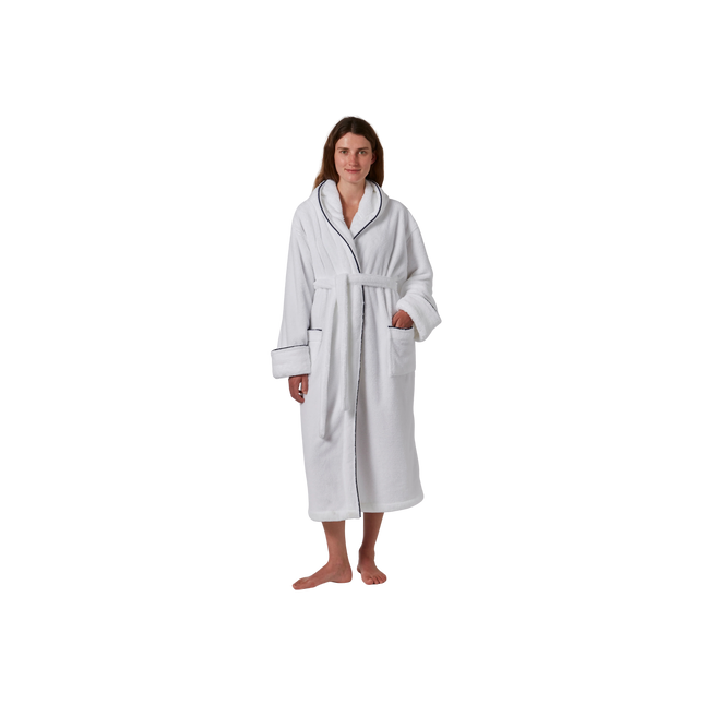 Jasper Conran "Microfibre" Bath Robe with Piping in White