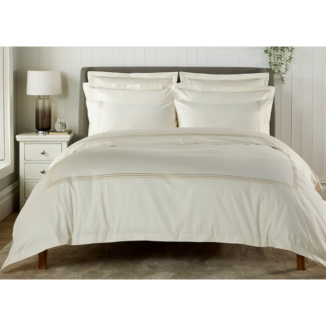 Christy "500TC Luxury Supima" Bed Linen with Cream Triple Embroidery