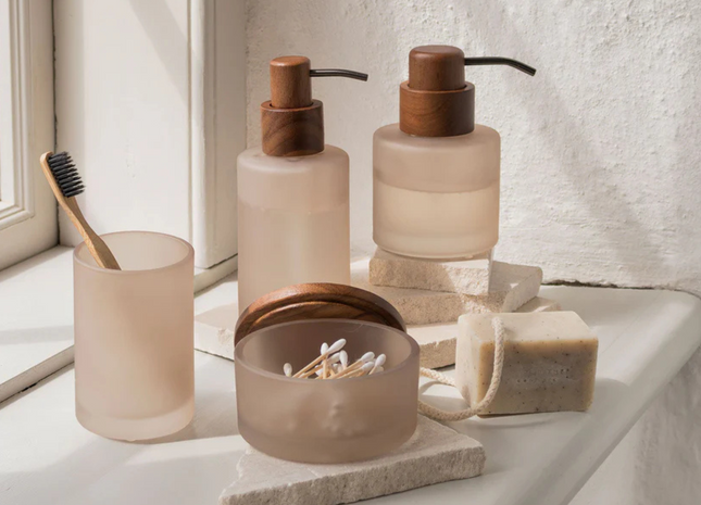 Mette Ditmer "Modest Glass" Bathroom Accessories in Kit (Taupe)