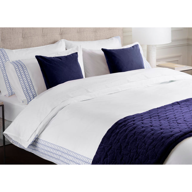 Jasper Conran "Circles Embroidered Border" Duvet Cover in White-True Blue