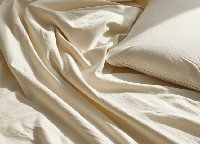 Sleep City "800TC Plain Dyes" Bed Linen in Cream