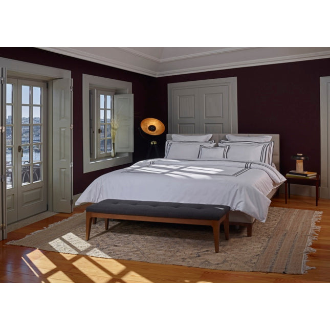 Amalia "Sonata" 430TC Duvet Cover in White with Grey Triple Ribbon