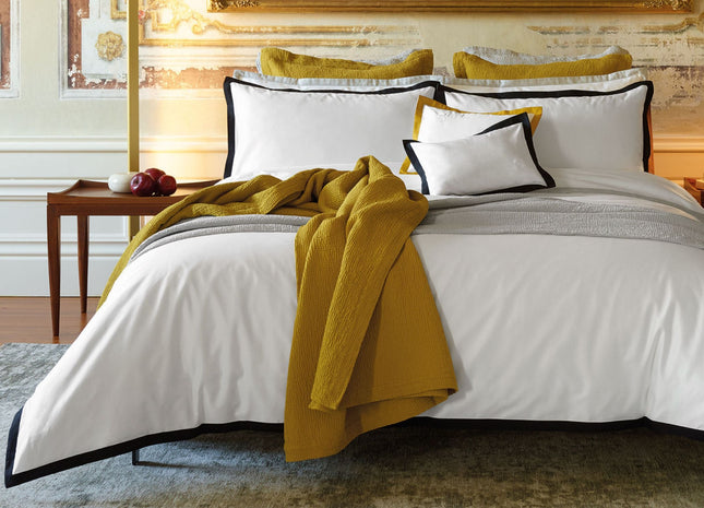 Amalia "Prado" 430 Thread Count Duvet Cover in White with Dark Grey Border