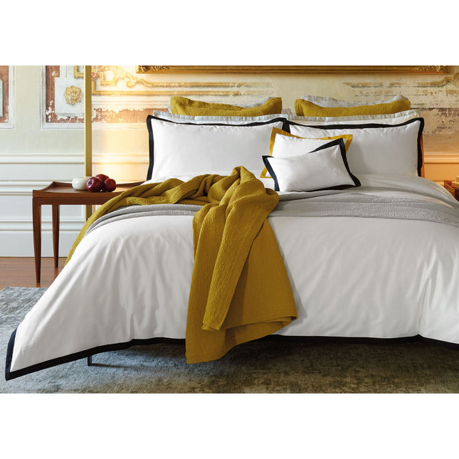 Amalia "Prado" 430 Thread Count Duvet Cover in White with Dark Grey Border