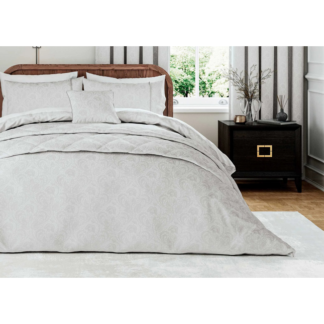 Bedeck of Belfast "Ashleigh" Duvet Cover and Oxford Pillowcase in Platinum