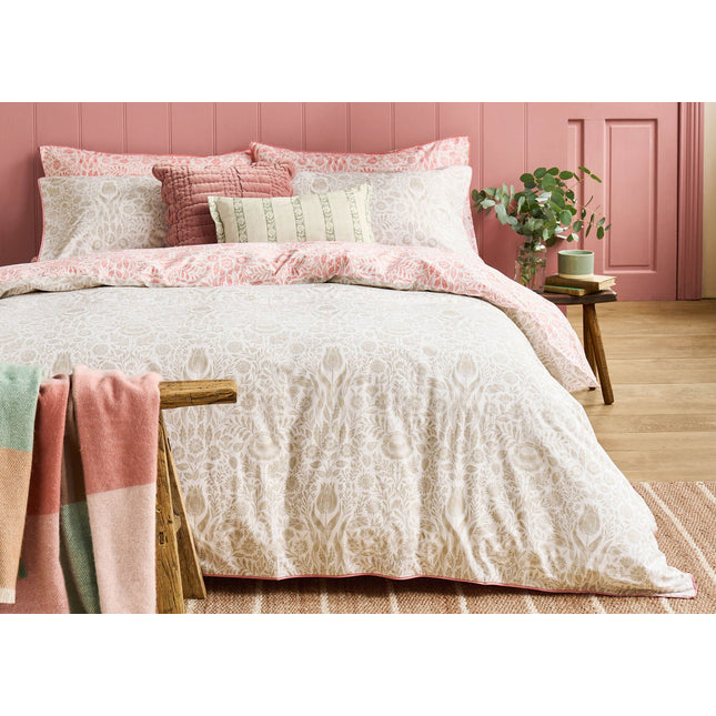 Laura Ashley "Ashstead Damask" Duvet Cover Set in Natural Coral