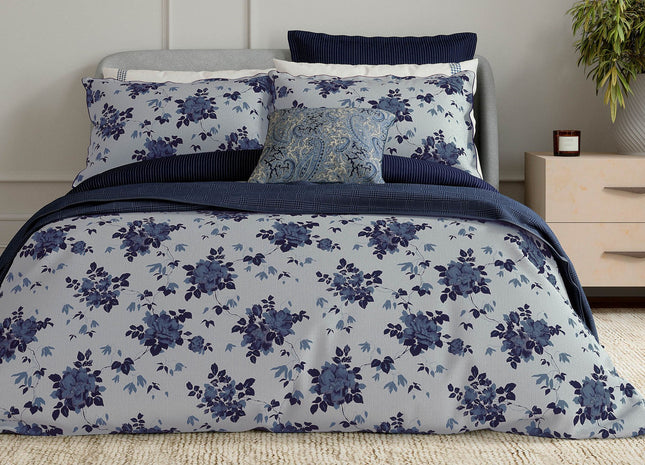 Bedeck of Belfast "Freya" Duvet Cover and Oxford Pillowcase in Indigo