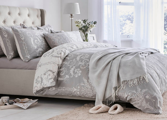 Laura Ashley "Josette" Duvet Cover Set in Steel
