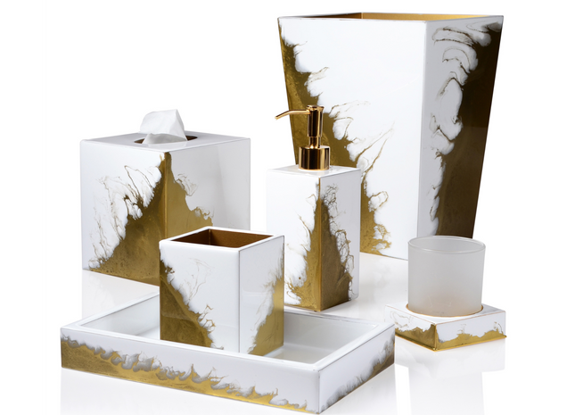 Mike + Ally "Lava" Bathroom Accessories in White & Gold