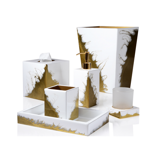 Mike + Ally "Lava" Bathroom Accessories in White & Gold