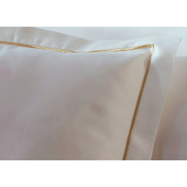 Amalia "Gardenia" 800 Thread Count Bed Linen in White with Gold Embroidery