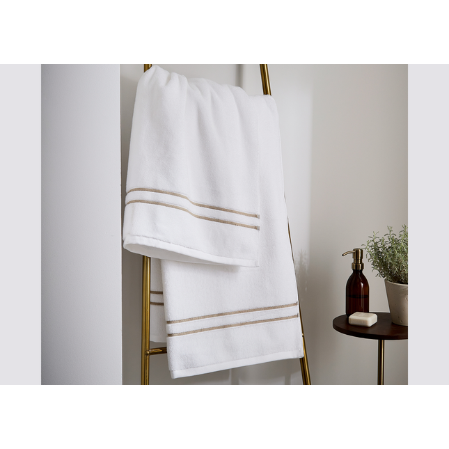 Bedeck of Belfast "Murano" Bath Towels in White/ Truffle