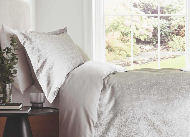 Murmur "Meadow" Jacquard Duvet Cover in Cloud Grey