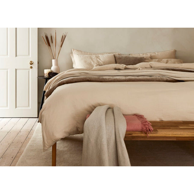 Christy Organic Cotton "Retreat" Plain Dyed Sheets & Duvet Covers in Oat (Beige)