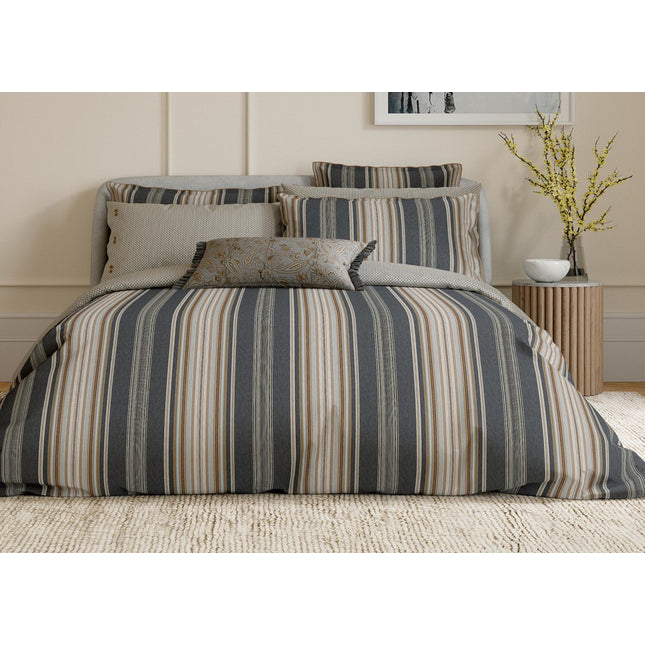 Bedeck of Belfast "Oscar" Duvet Cover and Oxford Pillowcase in Charcoal & Tan