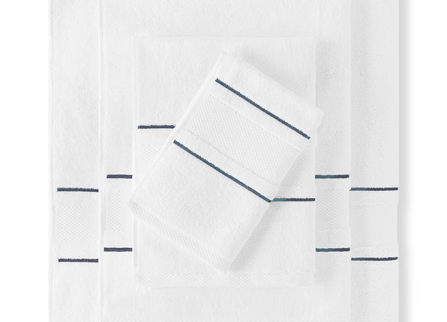 Amalia "Prado" Bath Towels in White Midnight