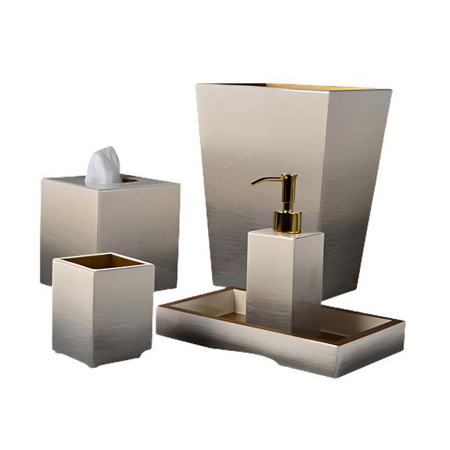 إكسسوارات حمام "أومبري" من مايك + آلي باللونين الطبيعي والذهبي