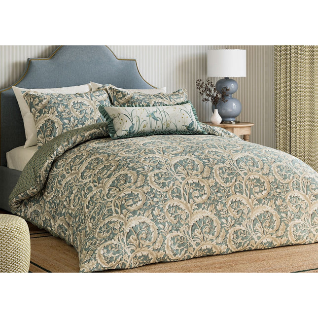 Sanderson "Tila Lime" Duvet Cover Set in Soft Teal