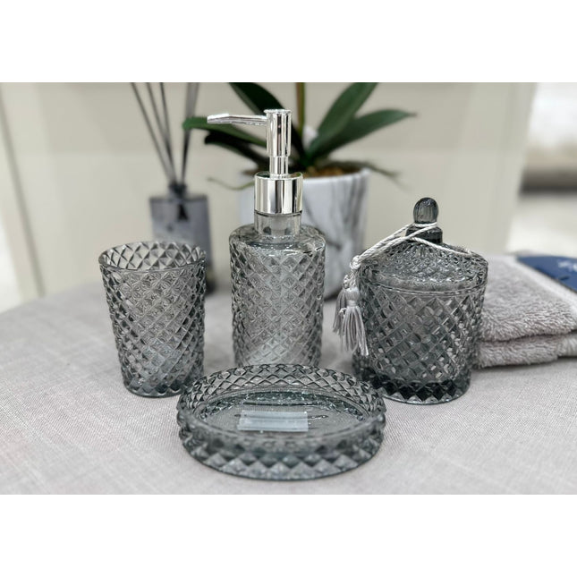 Mathilde "Diamond" Glass Bathroom Accessories in Grey