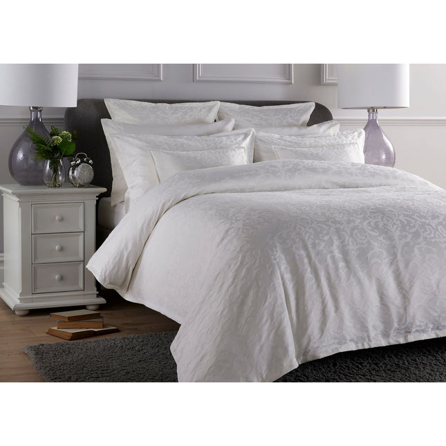 Christy "Venice" Jacquard Duvet Cover Sets in White