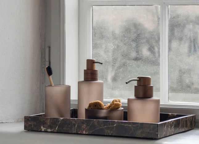 Mette Ditmer "Modest Glass" Bathroom Accessories in Walnut