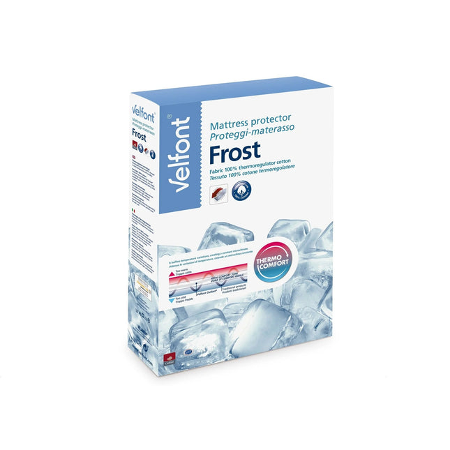 Velfont "Frost" 100% cotton thermo-regulating fabric Mattress Protector in White