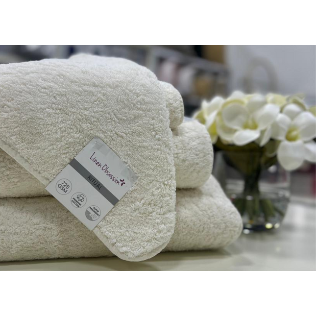Linen Obsession "Ritual" Bath Towels Collection in Raw (Cream)