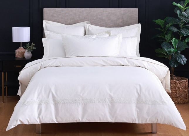 Linen Obsession "LO Anna Embroidery" 500TC Egyptian Cotton Sateen Bed Linen in White