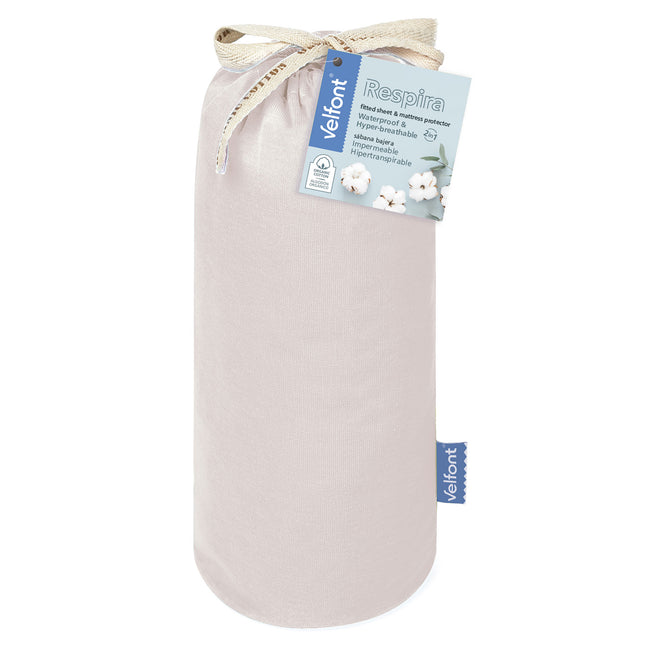 Velfont "Respira" 100% Organic Cotton Fitted Sheets in Cream