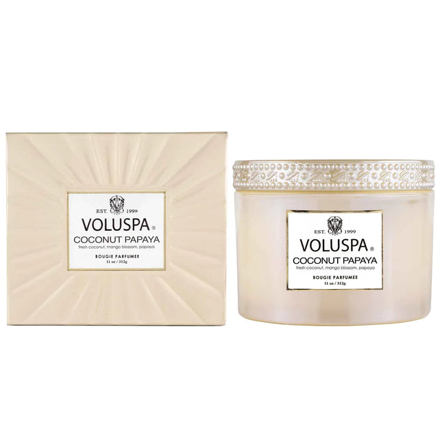 Voluspa "Coconut Papaya" Corta Maison Boxed Glass Candle