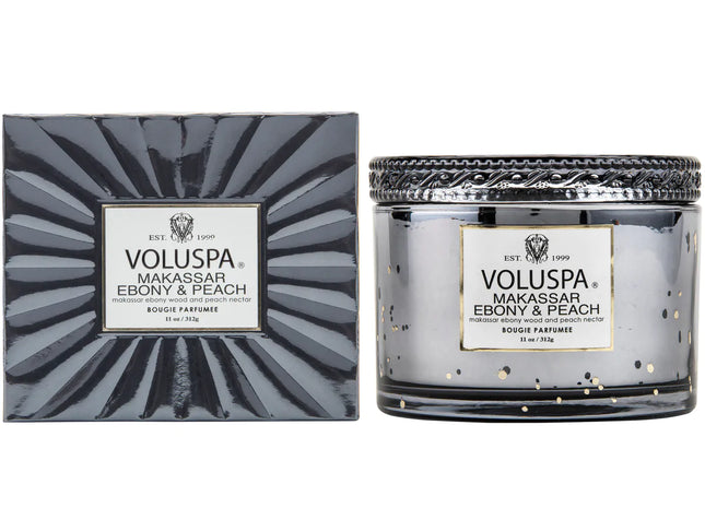 Voluspa "Makassar Ebony & Peach" Corta Maison Boxed Glass Candle