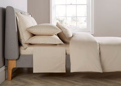 Christy "200TC Egyptian Cotton" Plain Dyed Sheets & Duvet Covers in Pebble