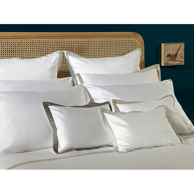 Amalia "Prado" 430 Thread Count Duvet Cover in White with Cool Grey Border