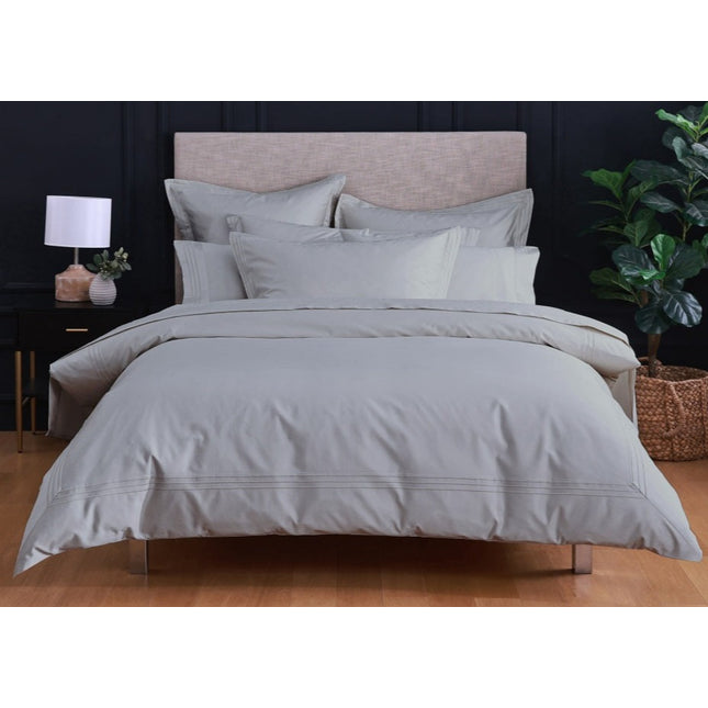 Linen Obsession "Triple Line" 500 Thread Count Egyptian Cotton Sateen Bed Linen in Silver
