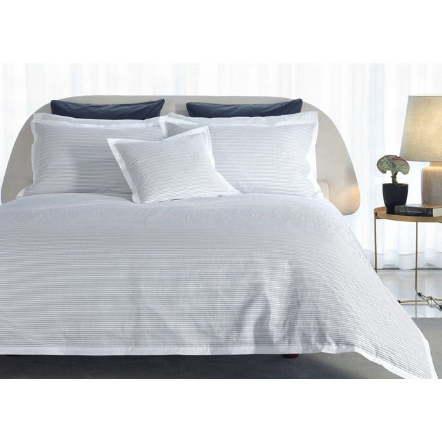 Amalia "Luna" 100% Cotton Percale Duvet Cover Pleated in Grey