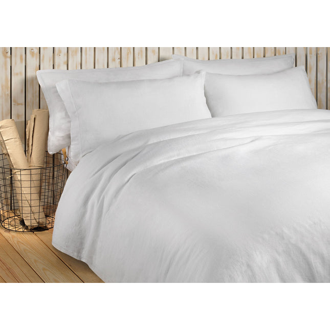 غطاء لحاف "أماليا مايا" مصنوع من قماش الكتان الأوروبي المغسول بالحجر بنسبة 100% باللون الأبيض