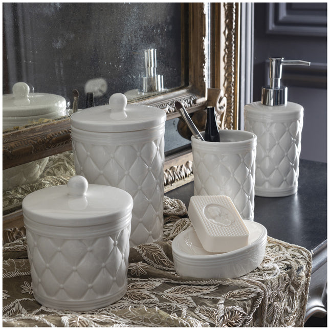 Mathilde "Boudoir Précieux" Ceramic Bathroom Accessories in White