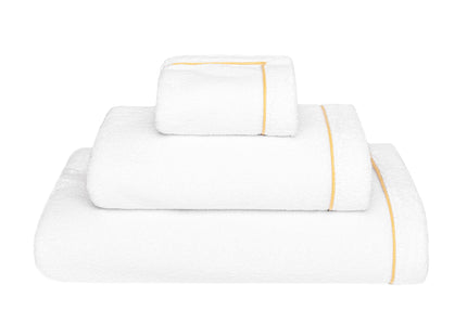 Graccioza "Continental" Bath Towels & Rug Collection in White/ Gold