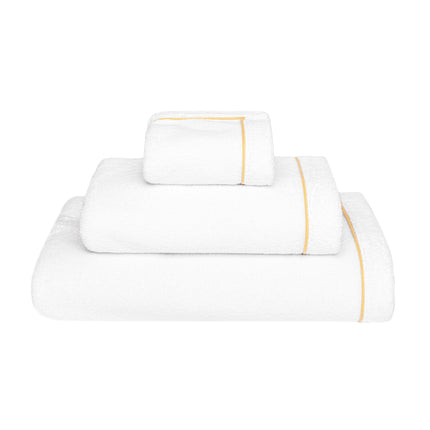 Graccioza "Continental" Bath Towels & Rug Collection in White/ Gold
