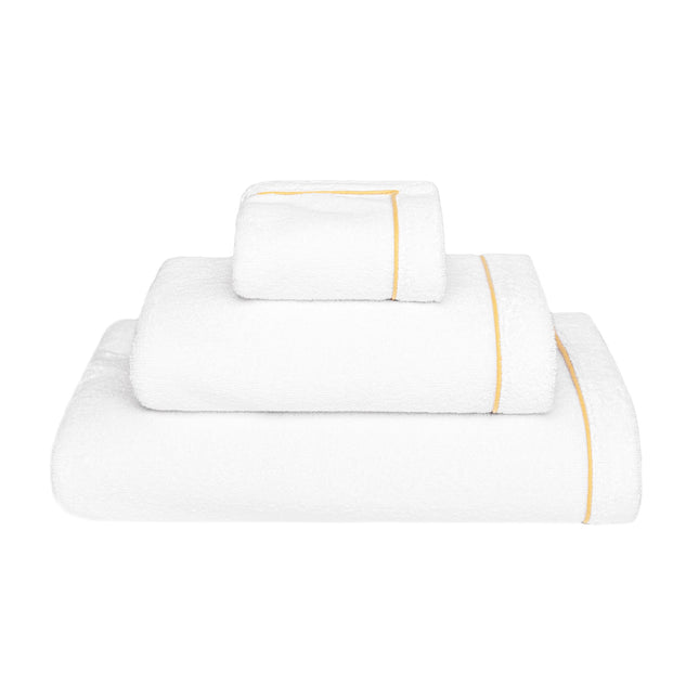 Graccioza "Continental" Bath Towels & Rug Collection in White/ Gold