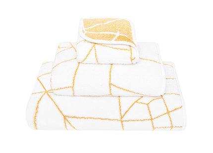 Graccioza "Amalia" Bath Towels & Bath Rug Collection in White/ Gold