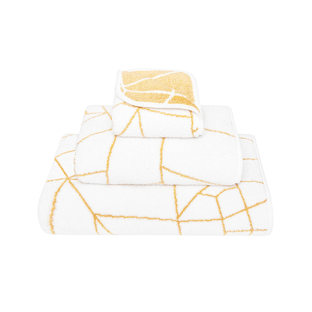 Graccioza "Amalia" Bath Towels &amp; Bath Rug Collection in White/ Gold