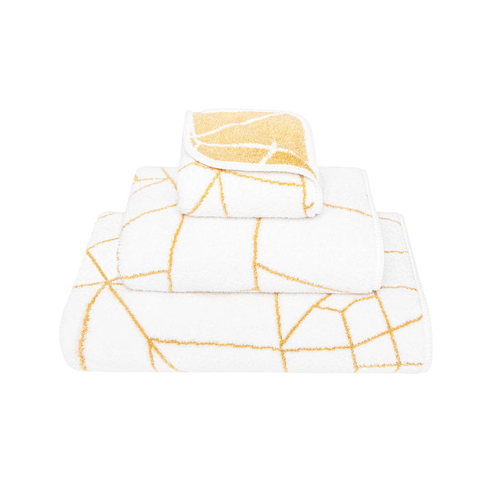 Graccioza "Amalia" Bath Towels &amp; Bath Rug Collection in White/ Gold