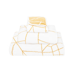 Graccioza "Amalia" Bath Towels & Bath Rug Collection in White/ Gold